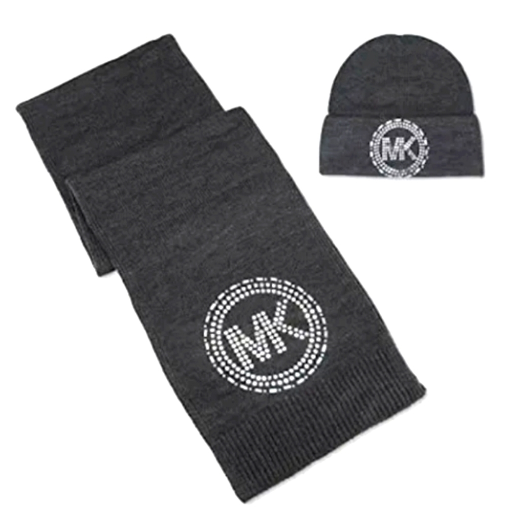 NEW! MICHAEL KORS Embellished Bling Hat & Scarf 2pc. Gift Set.